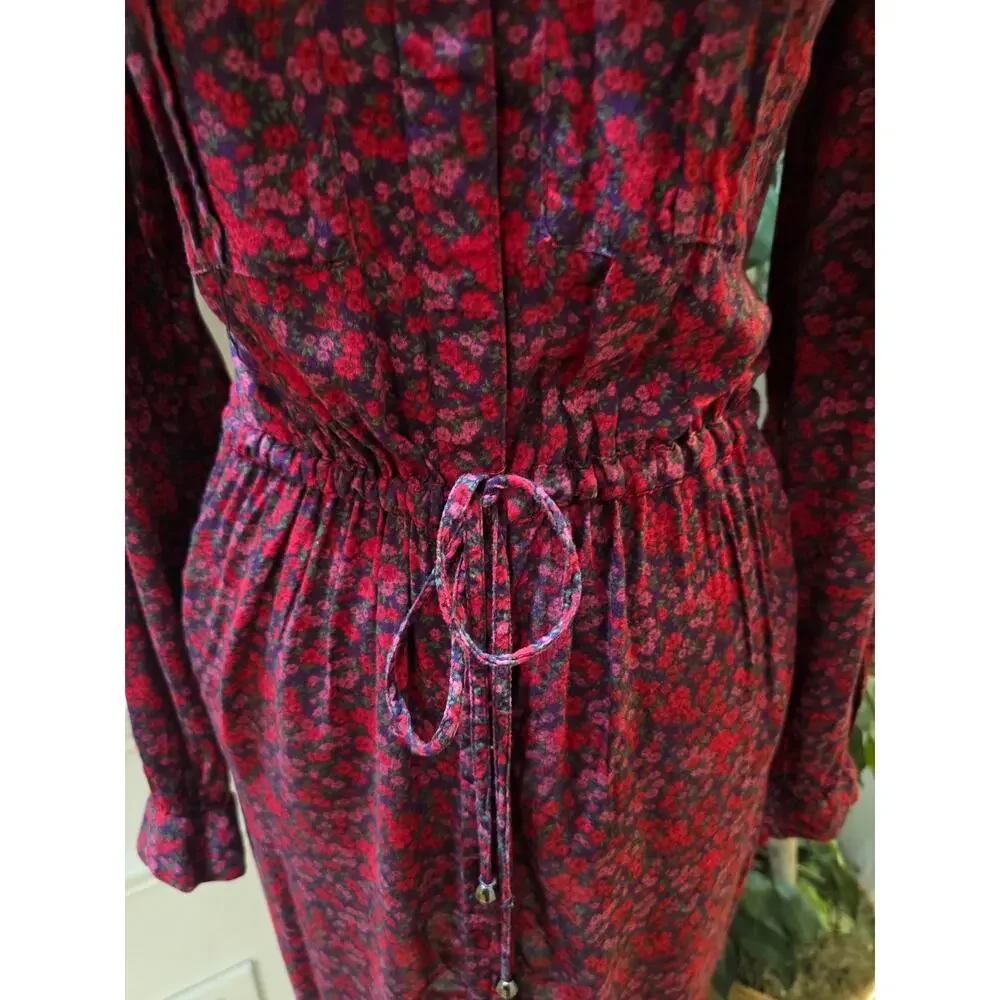 H&M Floral Shirt Dress Women's Size 10 Multicolor Collard Long Sleeves - Picture 5 of 14